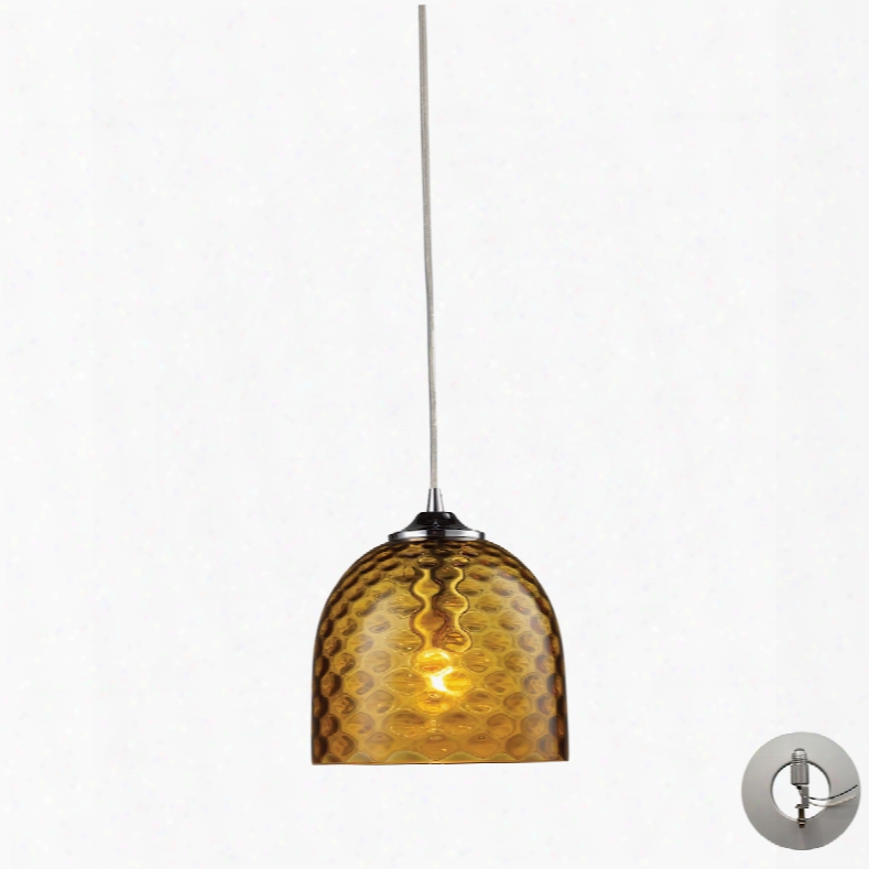 Elk Lighting Viva 1-light Pendant In Polished Chrome And Amber Glass - Includes Recessed Lighting Kit