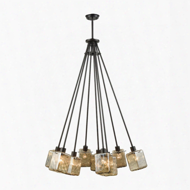 Elk Lighting Watercube 9-light Chandelier In Oil Rubbed Bronze With Teak Water Glass