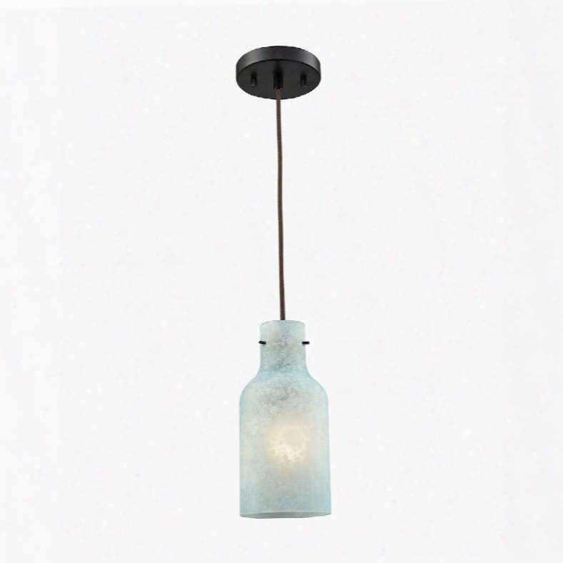 Elk Lighting Weatherly 1-light Pendant In Oil Rubbed Bronze With Chalky Seafoam Glass