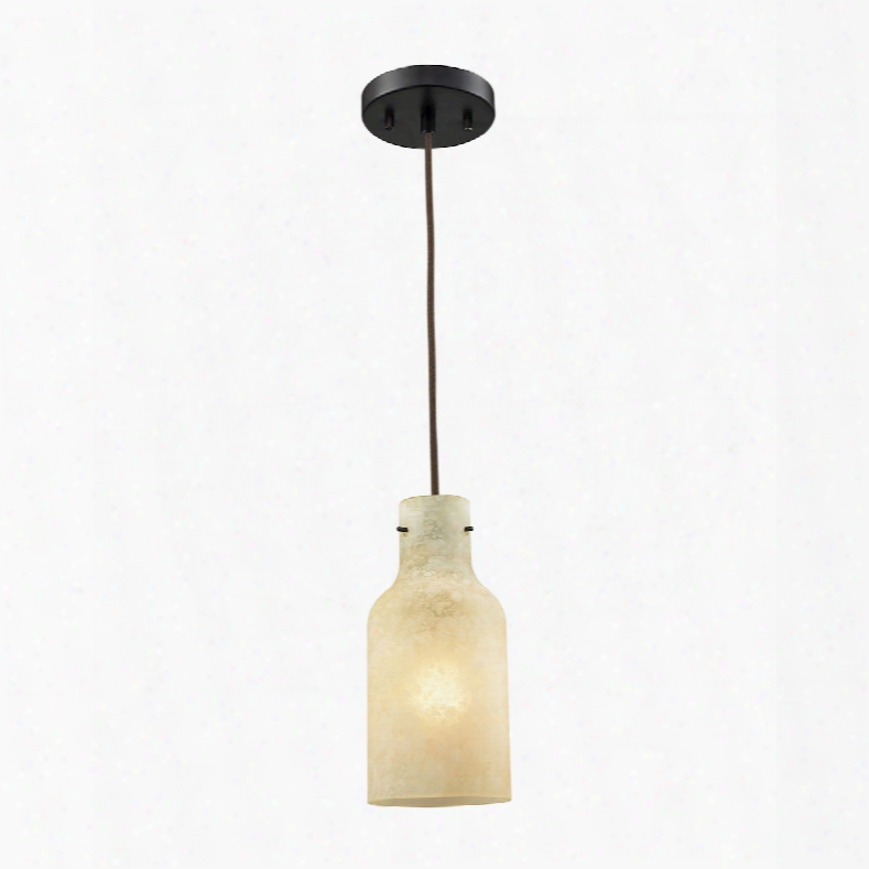 Ek Lighting Weatherly 1-light Pendant In Oilrubbed Bronze With Chalky Beige Glass