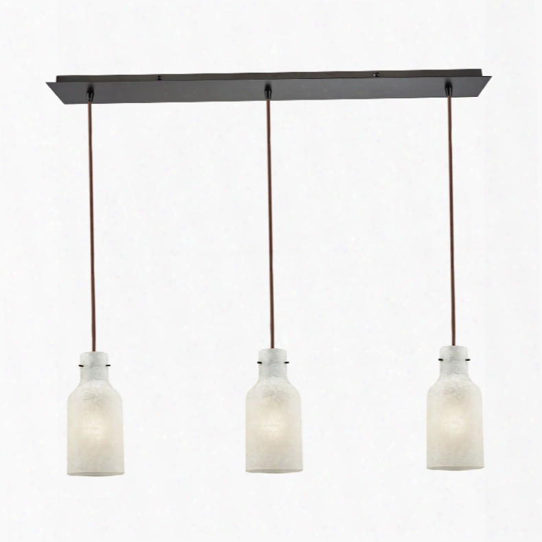 Elk Lighting Weatherly 3-light Linear Pan Pendant In Oil Rubbed Bronze With Chalky White Glass