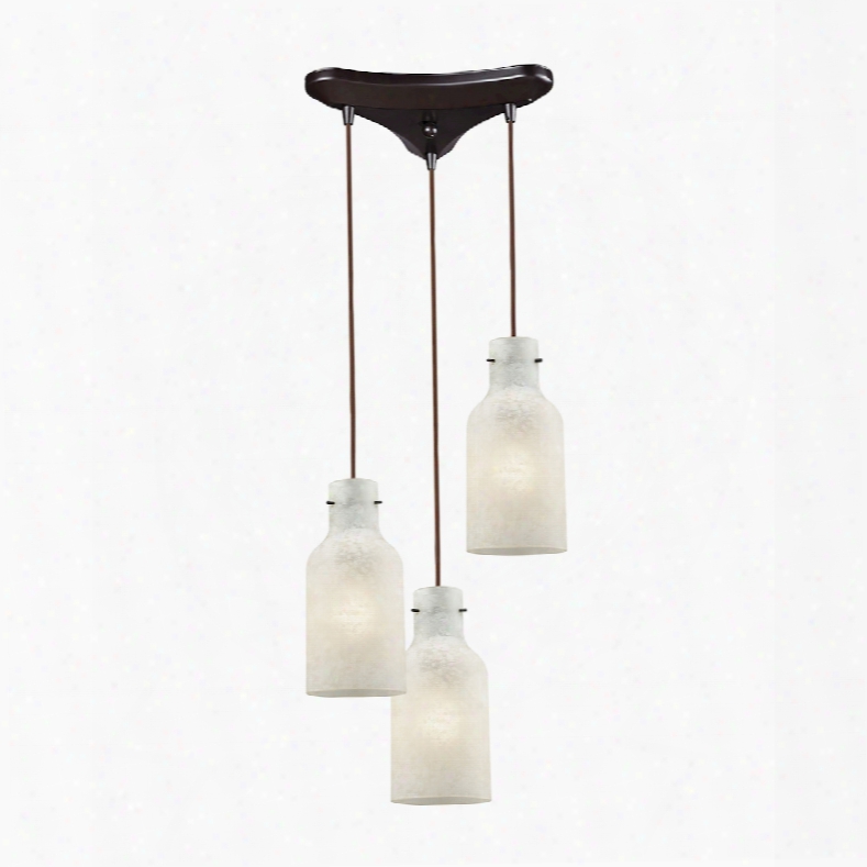 Elk Lighting Weatherly 3-light Triangle Pan Pendant In Oil Rubbed Bronze With Chalky White Glass