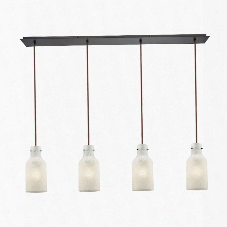 Elk Lighting Weatherly 4-light Linear Pan Pendantin Oil Rubbed Bronze With Chalky White Glass