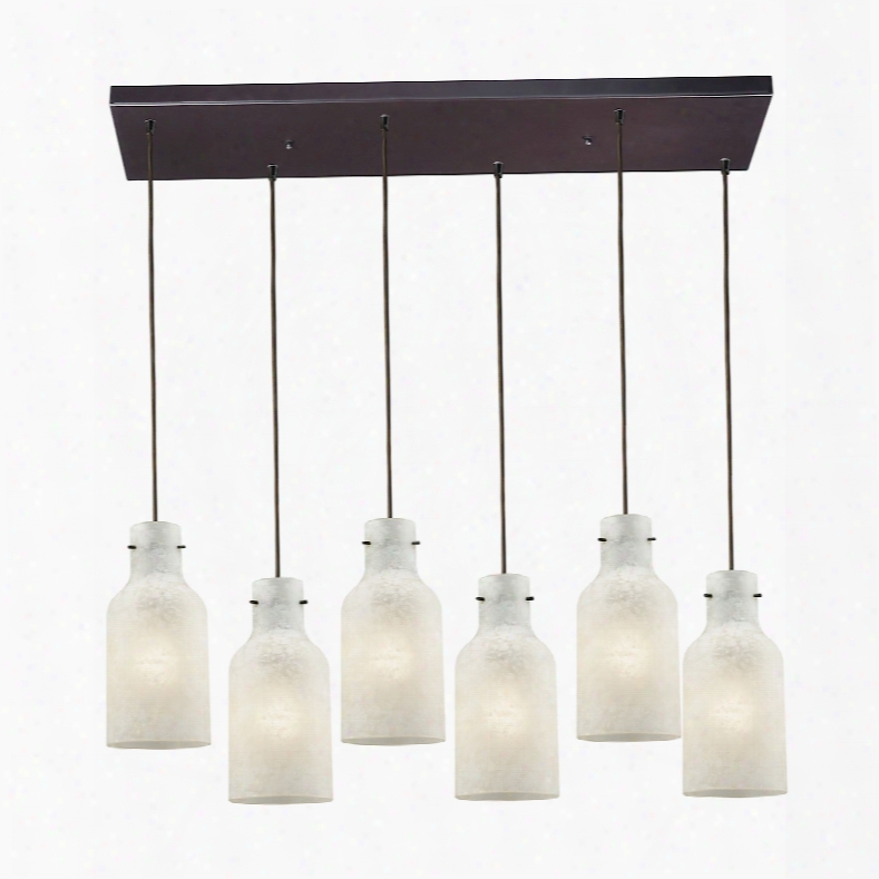 Elk Lighting Weatherly 6-lighht Rectangle Pendant In Oil Rubbed Bronze With Chalky White Glass