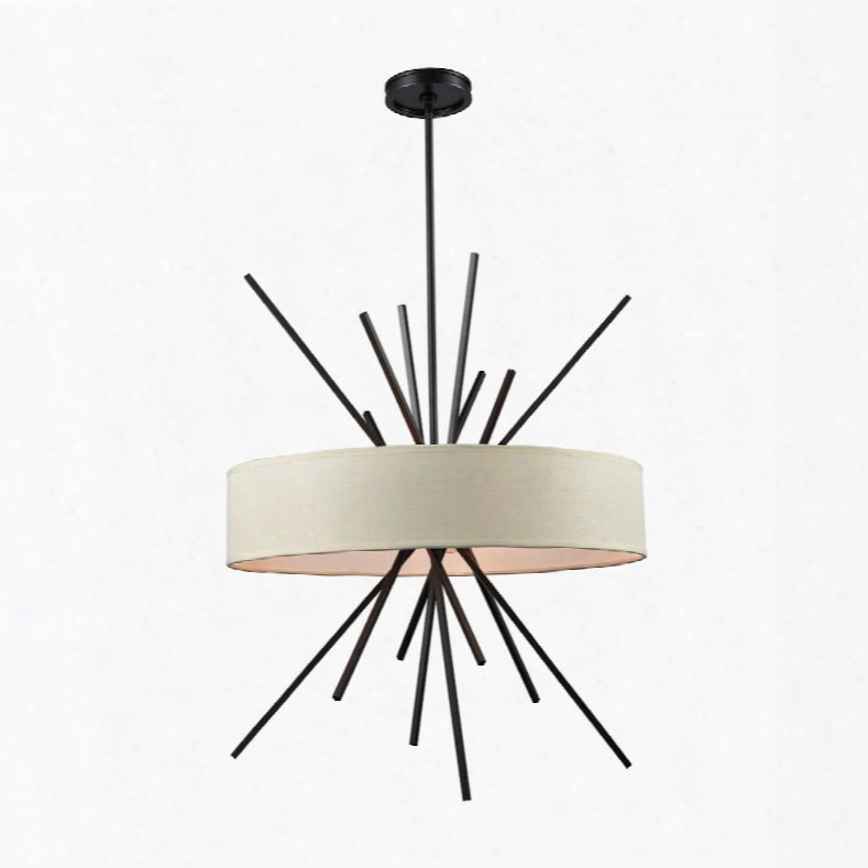 Elk Lighting Xenia 5-light Chandelier In Oil Rubbed Bronze With Beige Fabric Shade