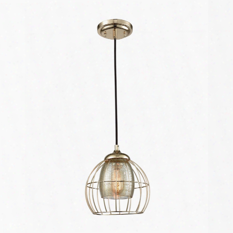 Elk Lighting Yardley 1-light Pendant In Polished Gold With Mercury Glass