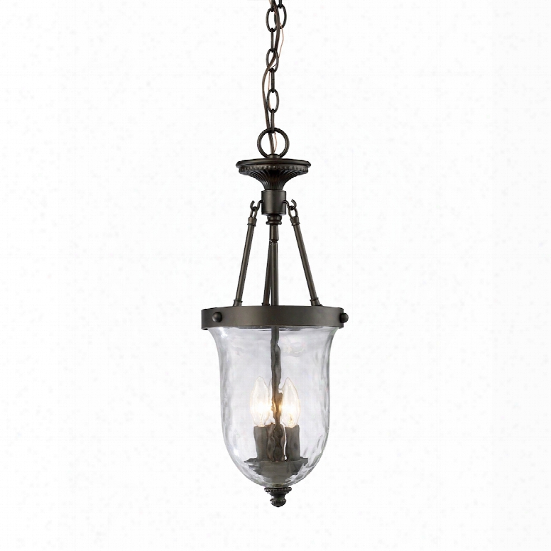 Elk Lighting Yorkville 3-light Pendant In Oiled Bronze And Water Glass