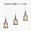 ELK Lighting Alora 3-Light Linear Bar Pendant In Polished Chrome With Opal White Glass Inside Smoke Plated Glass