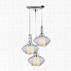 ELK Lighting Alora 3-Light Triangle Pan Pendant In Polished Chrome With Opal White Glass Inside Clear Glass