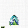 ELK Lighting Colorwave 1-Light LED Pendant In Satin Nickel And Tropics Glass