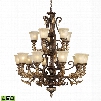 ELK Lighting Regency 15-Light LED Chandelier In Burnt Bronze And Gold Leaf