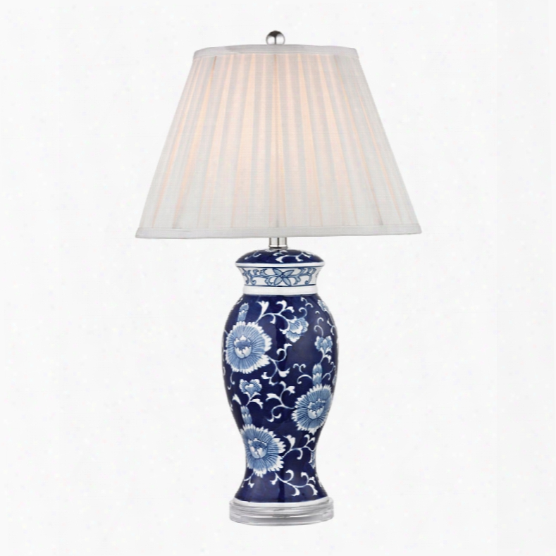 Dimond Blue & White Hand Painted Ceramic With Acrylic Base Table Lamp