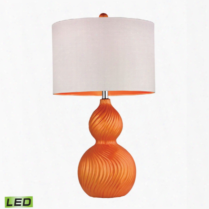 Dimond Carluke Tangerine Orange Swirled Gourd Ceramic Led Table Lamp