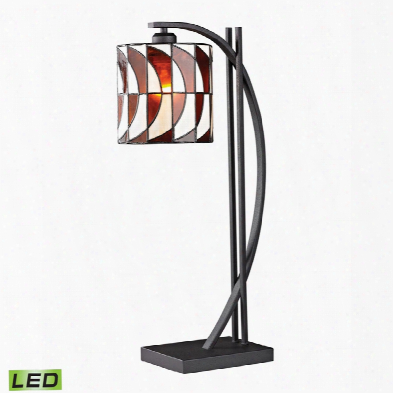 Dimond Eastbourne Tiffany Glass With Iron Arc Stem Led Table Lamp