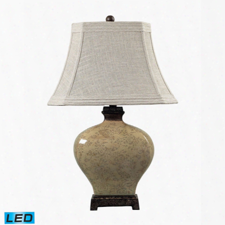 Dimond Normandie Ceramic Distressed Floral Glaze Led Table Lamp