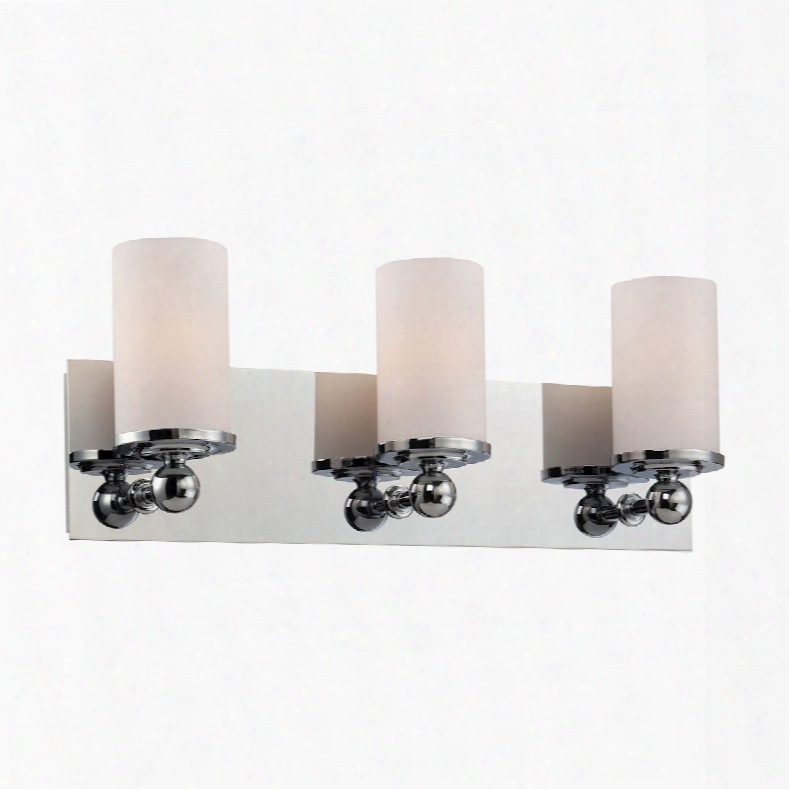 Elk Lighting Adam 3-light Vanity In Chrome And White Opal Glass