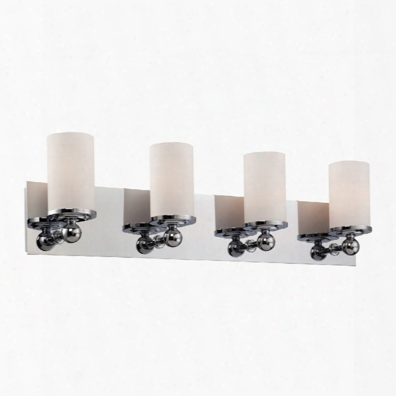 Elk Lighting Adam 4-light Vanity In Chrome And White Opal Glass