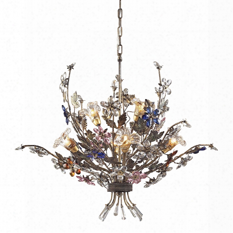 Elk Lighting Brillare 6-light Chandelier With Multicolor Crystal Florets