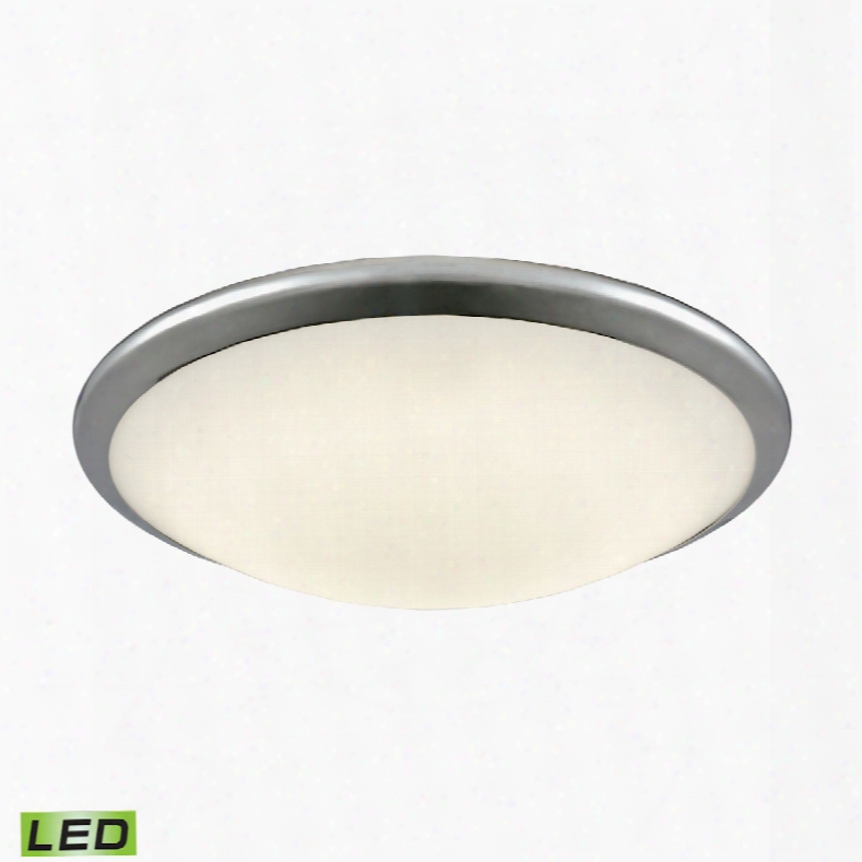 Elk Lighting Clancy Round Led Flushmount In Chrome And Opal Glass - Large