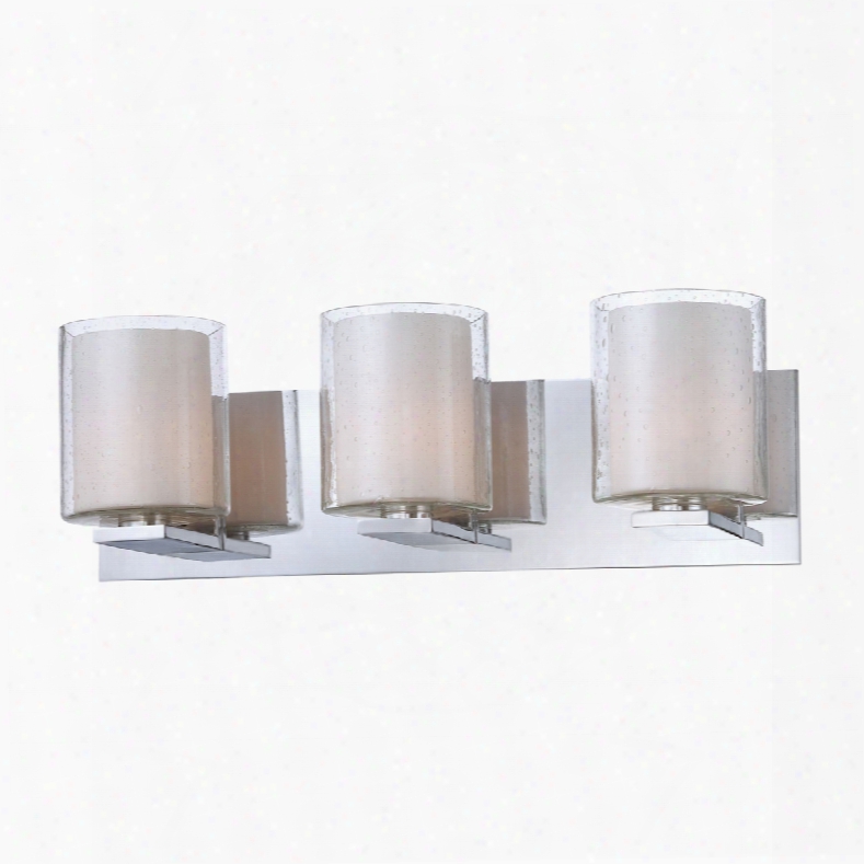 Elk Lighting Combo 3-light Vanity In Chrome And Clear Stromboli Outer Glass With White Opal Inner Glass