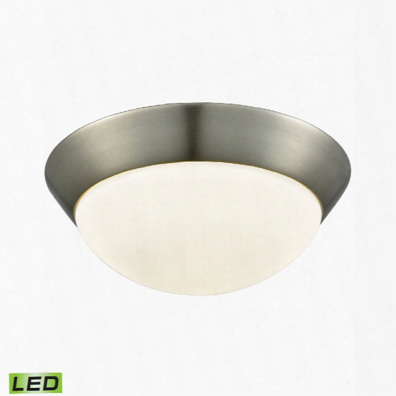 Elk Lighting Contours 1-light Led Flushmount In Satin Nickel And Opal Glass - Medium