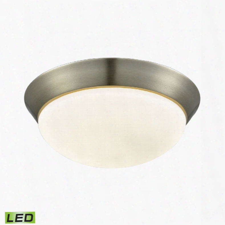 Elk Lighting Contours 1-light Led Flushmount In Satin Nickel And Opal Glass - Large