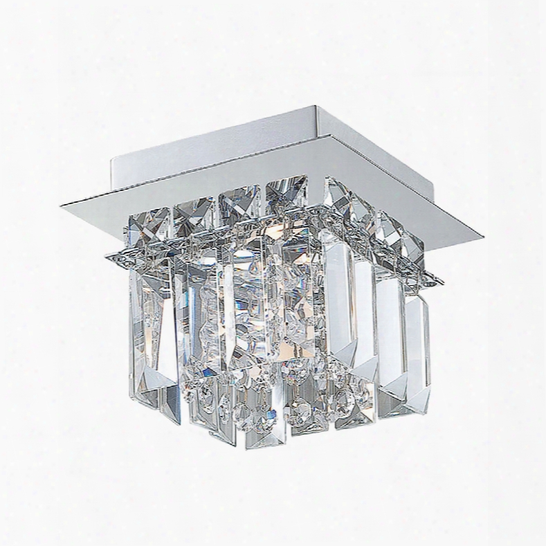 Elk Lighting Crown 1-light Flushmount In Chrome And Clear Crystal Glass