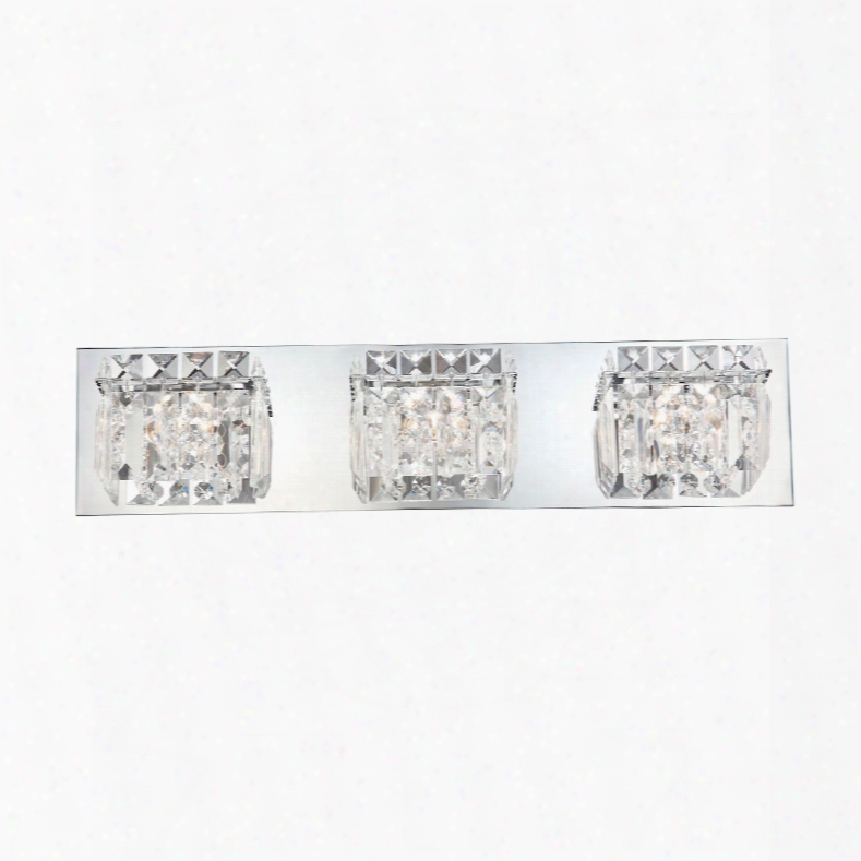 Elk Lighting Crown 3-light Vanity In Chrome And Clear Crystal Glass