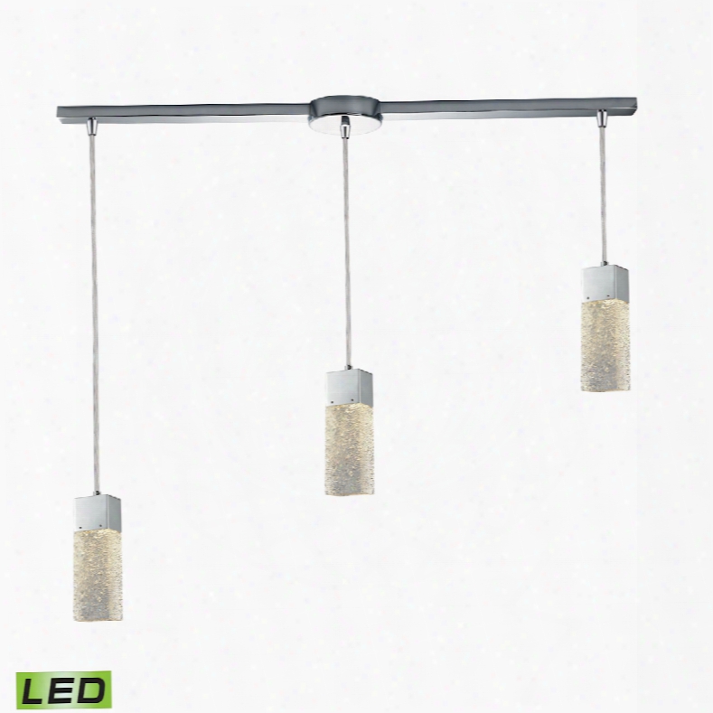 Elk Lighting Cubic Ice 3-light Linear Bar Fixture In Polished Chrome With Solid Textured Glass