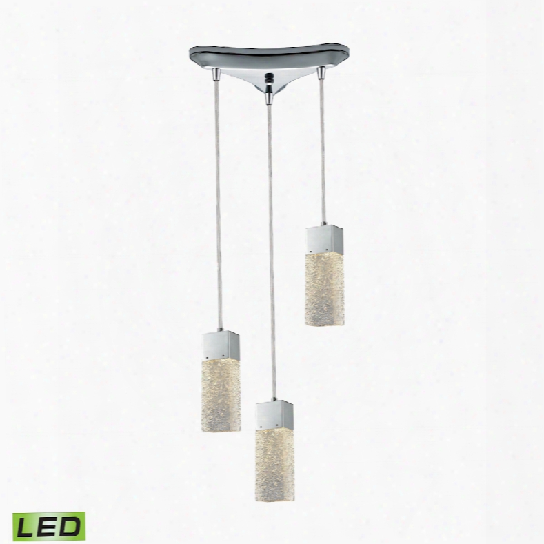 Elk Lightin Gcubic Ice 3-light Triangle Pan Fixture In Polished Chrome With Solid Textured Glass