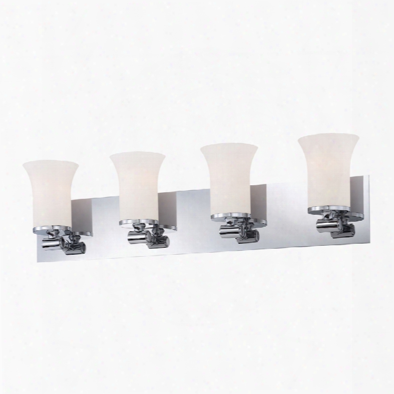 Elk Lighting Flare 4-light Vanity In Chrome And White Opal Glass