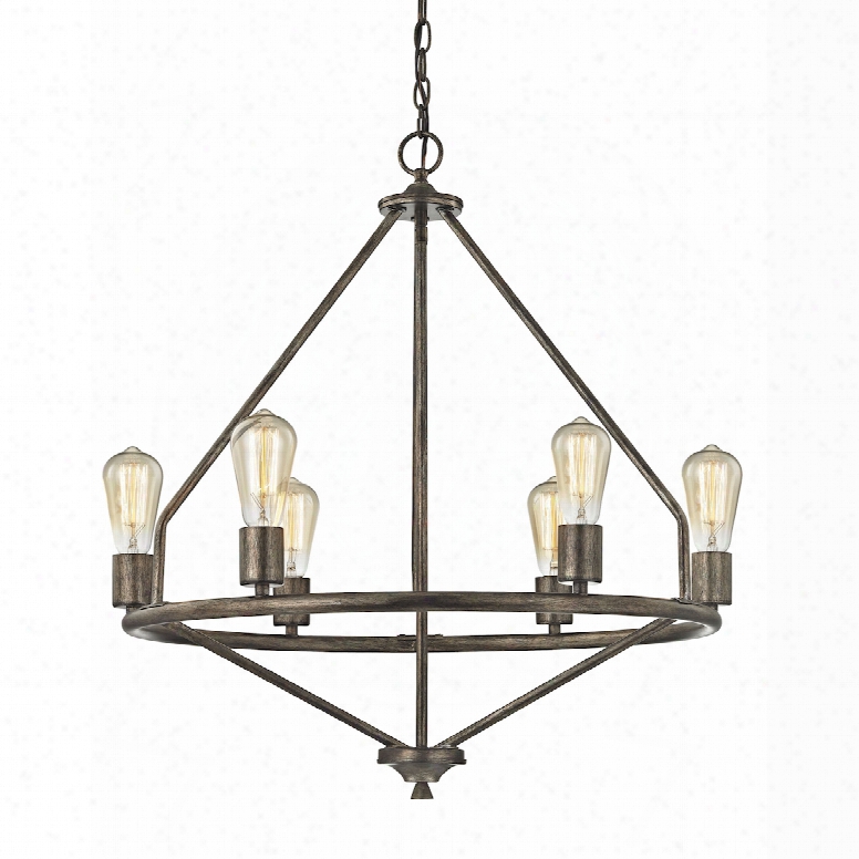 Elk Lighting Galaway 6-light Chandelier In Windswept Silver