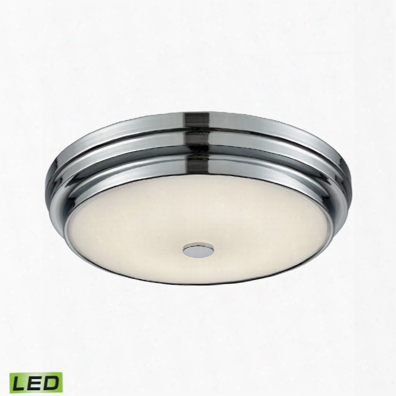 Elk Lighting Garvey Round Led Flushmount In Chrome And Opal Glass - Small