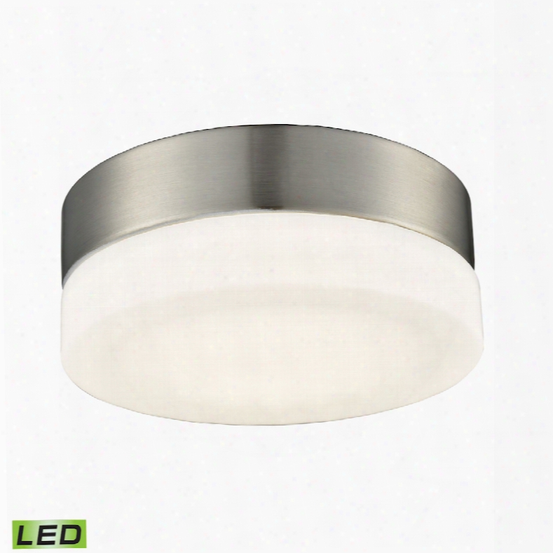 Elk Lighting Holmby 1-light Round Flushmount In Satin Nickel With Opal Glass - Small