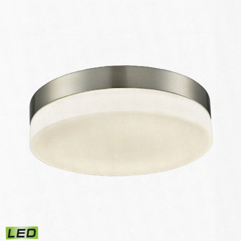 Elk Lighting Holmby 1-light Round Flushmount In Satin Nickel With Opal Glass - Large