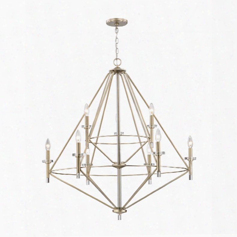 Elk Lighting Lacombe 9-light Chandelier In Aged Silver With Clear Glass Accents