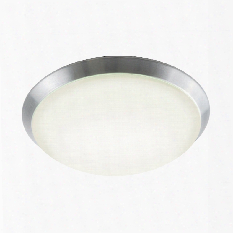 Elk Lighting Luna Flushmount In Brushed Aluminum And White Polycarbonate