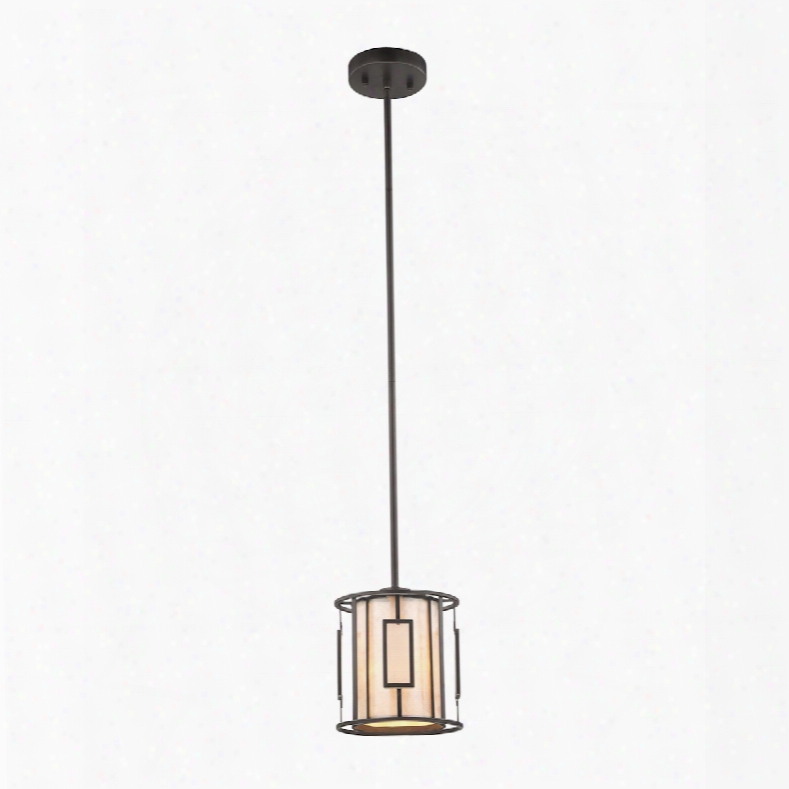 Elk Lighting Minden 1-light Pendant In Tiffany Bronze With Mica And Frosted Seedy Glass