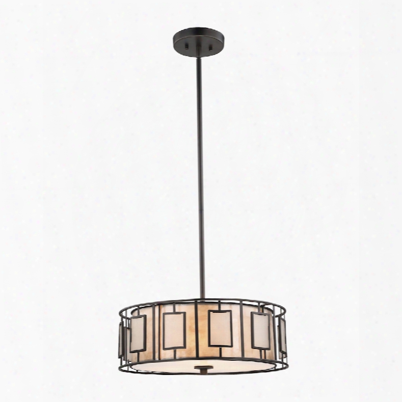 Elk Lighting Minden 3-light Chandelier In Tiffany Bronze With Mica And Frosted Seedy Glass