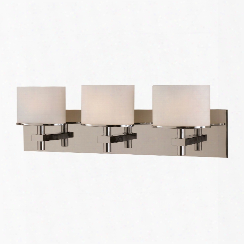 Elk Lighting Ombra 3-light Vanity In Satin Nickel And White Opal Glass