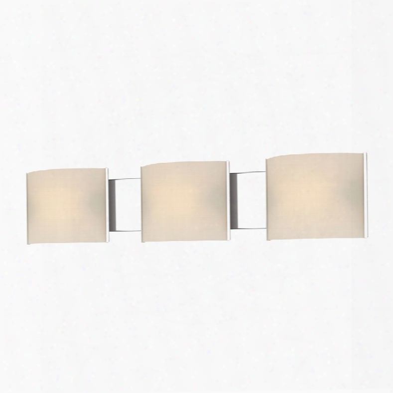 Elk Lighting Pannelli 3-light Vanity In Chrome And Hand-moulded White Opal Glass