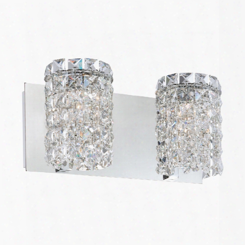 Elk Lighting Quene 2-light Vanity In Chrome And Clear Crystal Glass