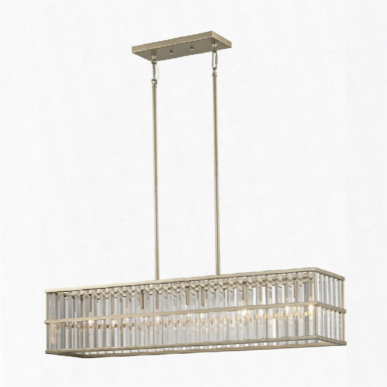 Elk Lighting Ridley 5-light Chandelier In Aged Silver With Oval Glass Rods