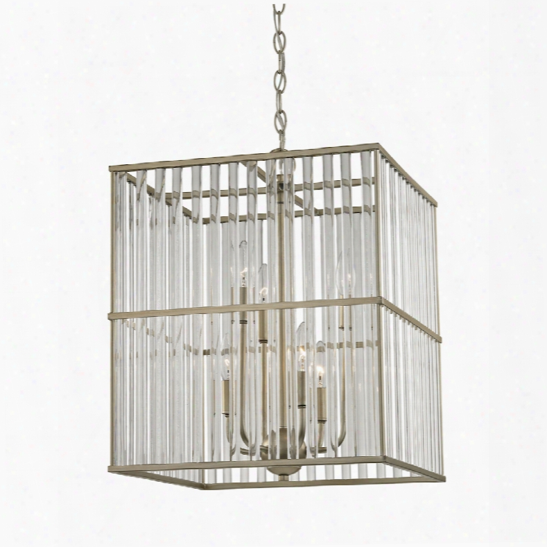 Elk Lighting Ridley 6-light Chandelier In Aged Silver With Oval Glass Rods