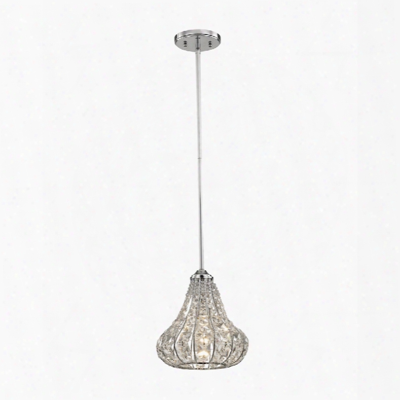 Elk Lighting Romina 1-light Pendant In Polished Chrome With Clear Crystal