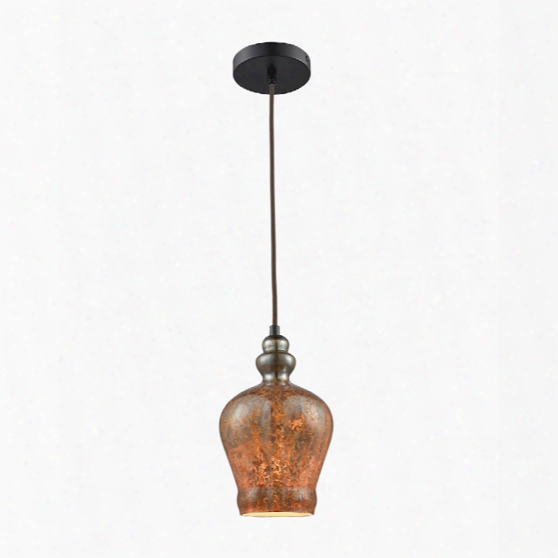 Elk Lighting Sojourn 1-light Pendant In Oil Rubbed Bronze With Lava Toned Glass