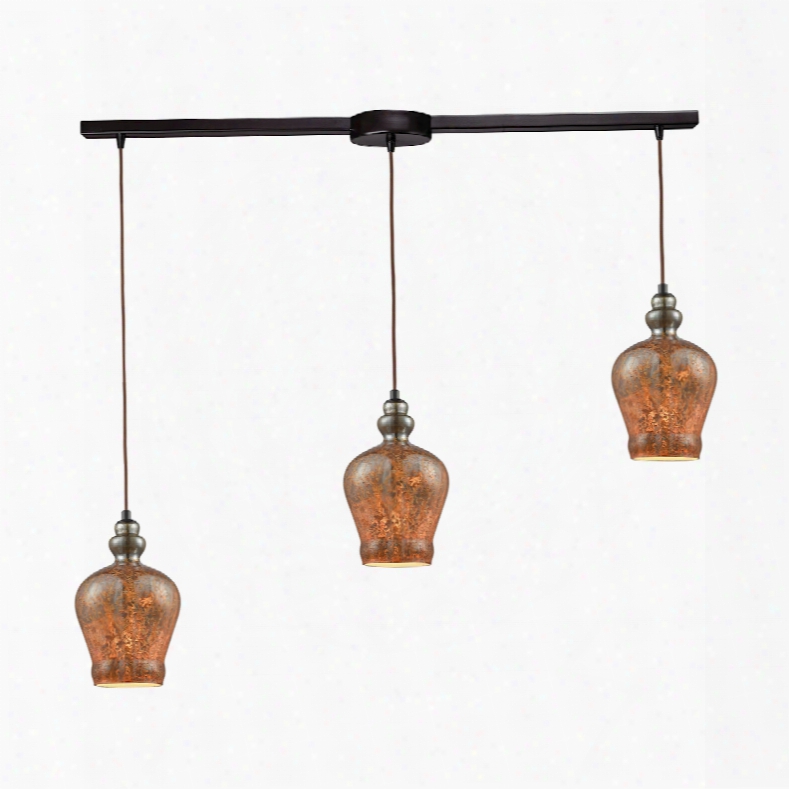 Elk Lighting Sojourn 3-light Linear Bar Fixture In Oil Rubbed Bronze With Lava Toned G1ass