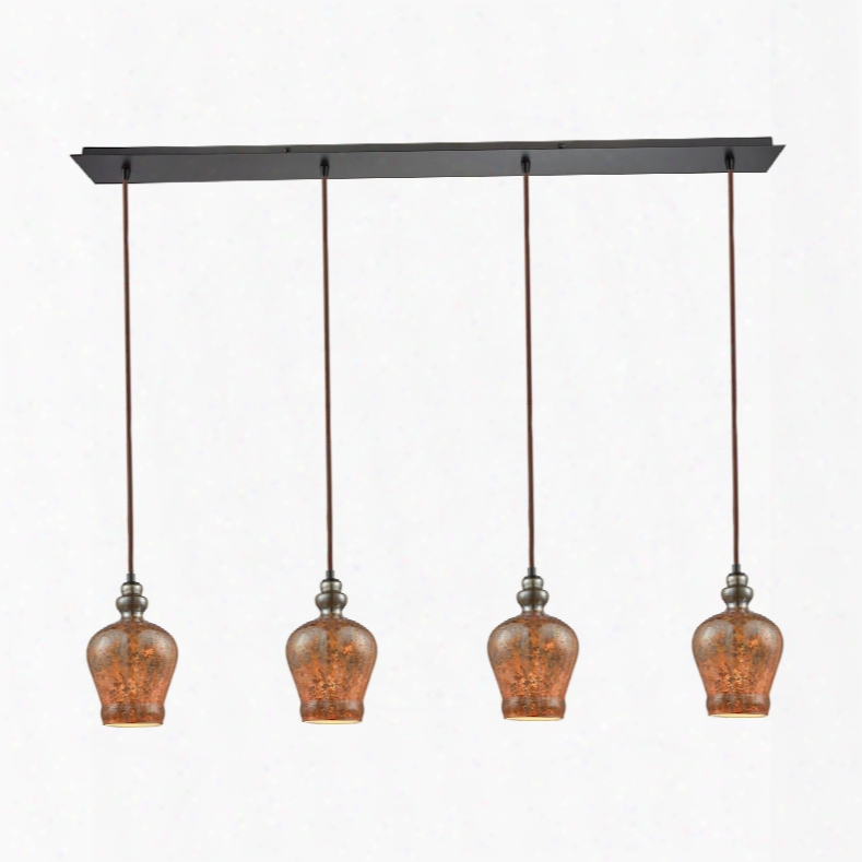 Elk Lighting Sojourn 4-light Linear Pan Fixture In Oil Rubbed Bronze With Lava Toned Glass