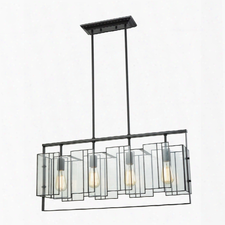 Elk Lighting Stratus 4-light Chandelier In Oil Rubbed Bronze With Clear Glass