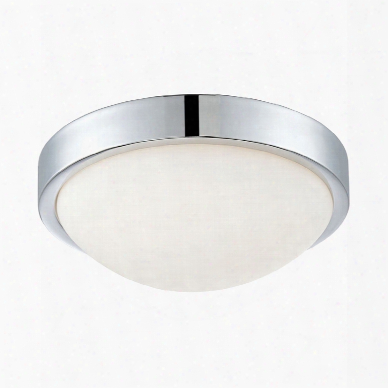 Elk Lighting Sydney Flushmount In Chrome And White Opal Glass